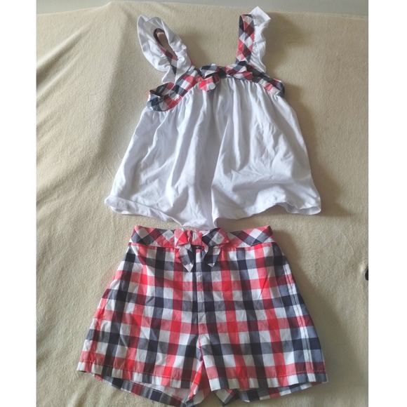 Tommy Bahama girls fourth of July outfit sleeveless shirt plaid shorts 5T - Picture 4 of 4